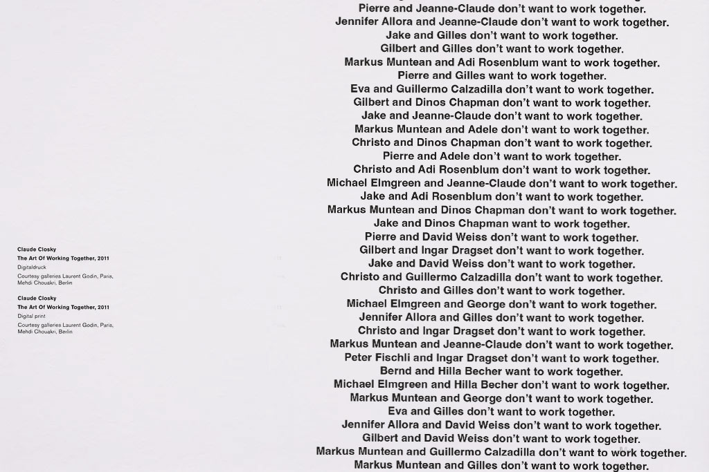 Claude Closky, ‘The Art Of Working Together,’ 2011, adhesive vinyl, variable dimensions. Dom Museum, Wien, 2024. Curated by Johanna Schwanberg, Klaus Speidel